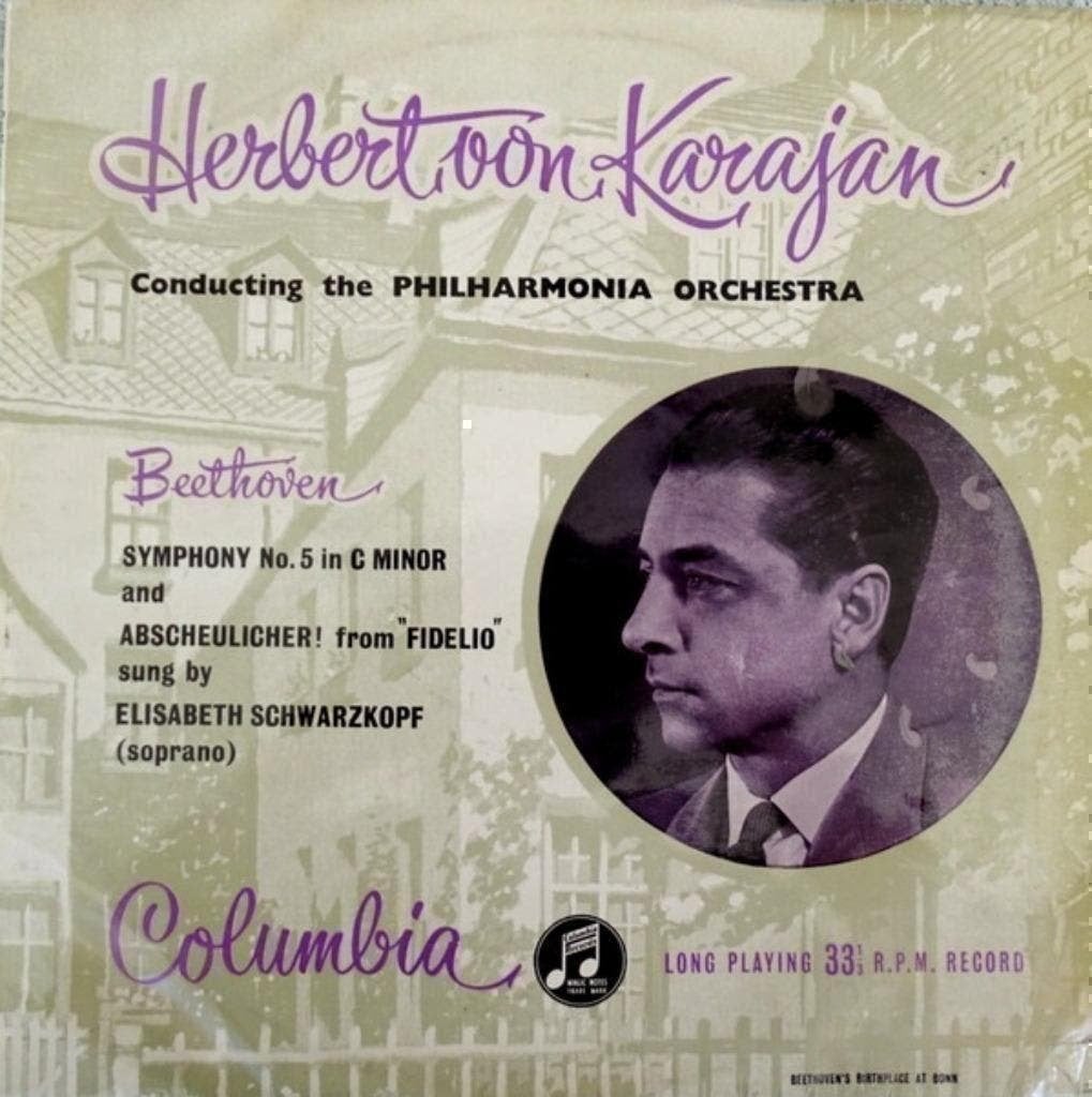 Karajan Beethoven Symphony No5 Schwarzkopf Fidelio, Kamermuziek, Verzenden, Zo goed als nieuw, 12 inch