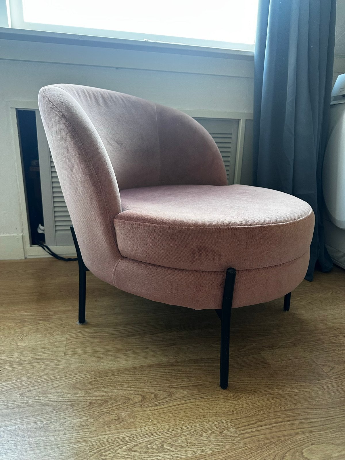 Roze fluwelen fauteuil - comfortabel en stijlvol, Ophalen, Gebruikt, Overige kleuren, Eén