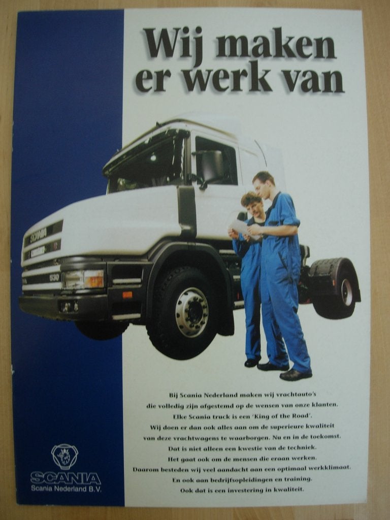 Scania Organisatie Brochure ca 1998, Ophalen of Verzenden, Zo goed als nieuw, Overige merken, Scania