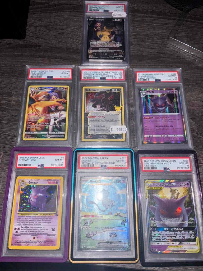 Psa 10 bubbel mew en gengar tag team charizard lost orgin, Ophalen of Verzenden, Zo goed als nieuw