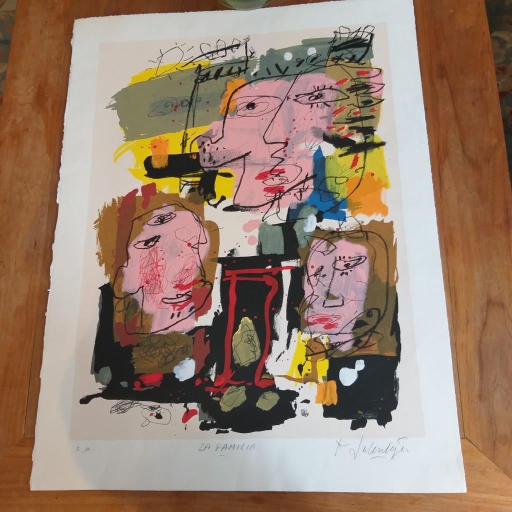 '' LA FAMILIA''- KEES SALENTIJN - E.A. 1990, 57 cm, 1950 - 1999, Ophalen of Verzenden, Zeefdruk