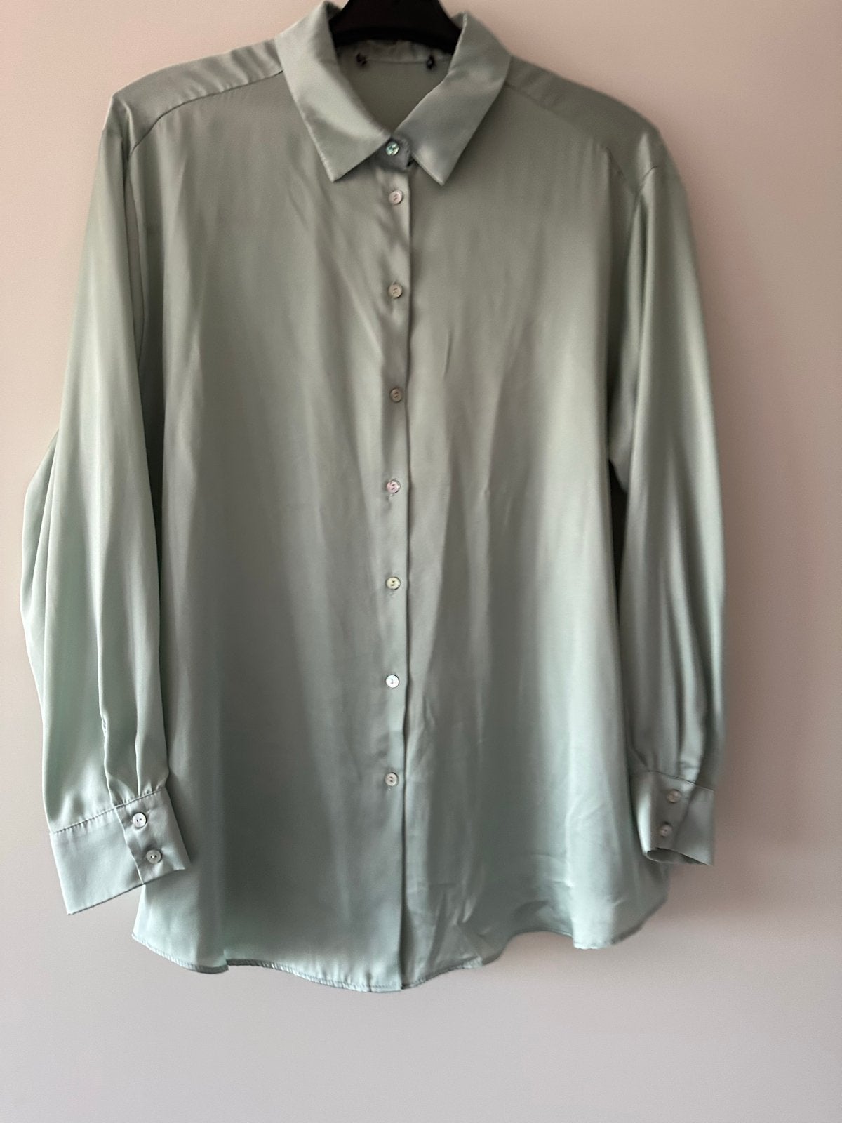 Zara satijnen blouse maat L    licht  mint groen, Ophalen of Verzenden, Zo goed als nieuw, Maat 42/44 (L), Groen