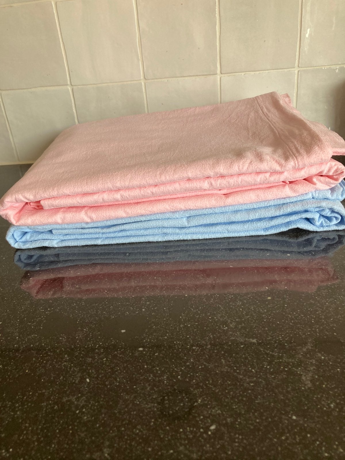 2x 1-Persoons Flanellenlaken, roze& lichtblauw 1.50x2.10m, Eenpersoons, Blauw, Dekbedovertrek, Ophalen of Verzenden