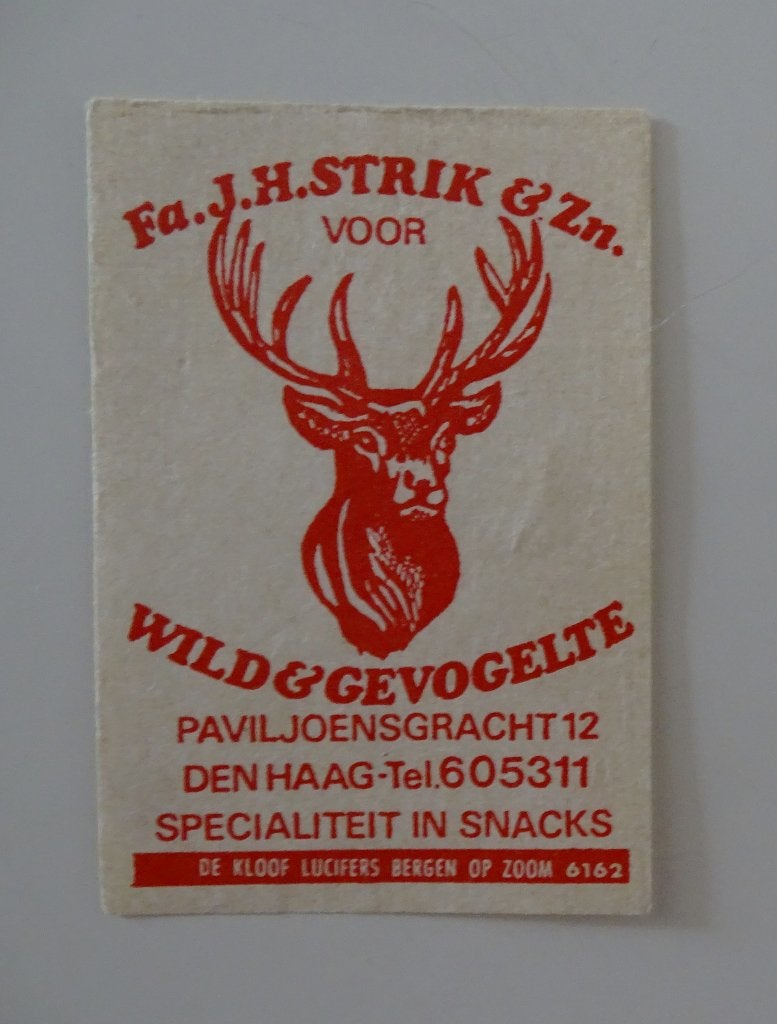 Fa. J.H. STRIK  & Zn     WILDGEVOGELTE    DEN HAAG, Ophalen of Verzenden, Zo goed als nieuw, Sigarenbandjes