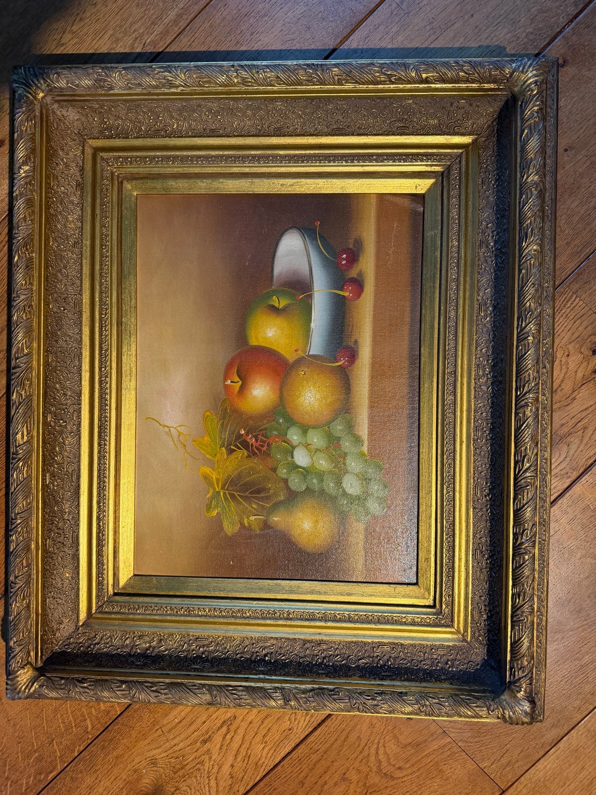 Klassiek stilleven met fruit, olieverf op doek, 65x54 cm, Doek, Stilleven, Ophalen of Verzenden, Olieverf