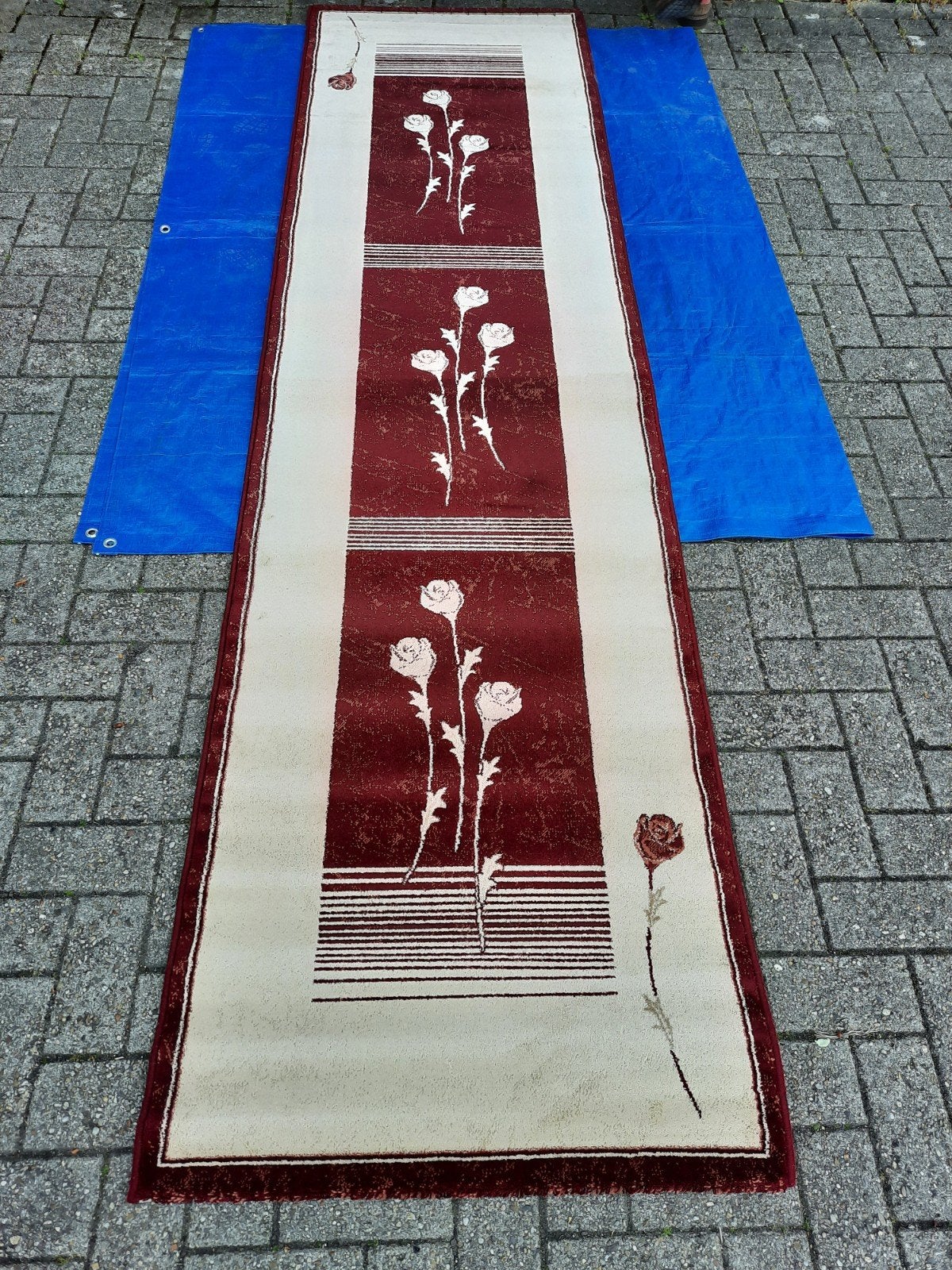 Lalee Classic Vloerkleed -Bordeaux of blauw met Rozenpatroon, Ophalen, Klassiek, Rozenpatroon, Blauw, 200 cm of meer