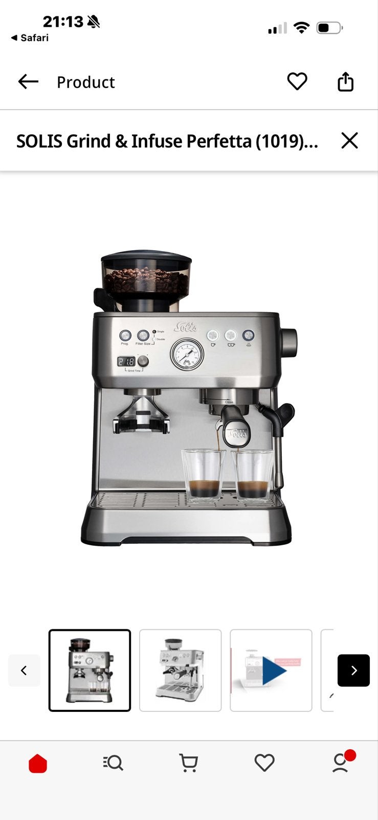 Solis Grind & Infuse Perfetta (1019) Espressomachine, Afneembaar waterreservoir, Espresso apparaat, Nieuw, 2 tot 4 kopjes