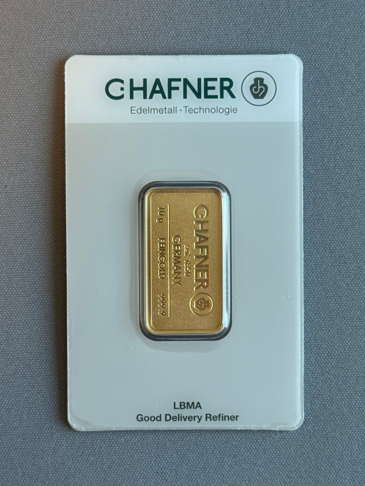 C. Hafner 10 gram goudbaar, Ophalen, Goud