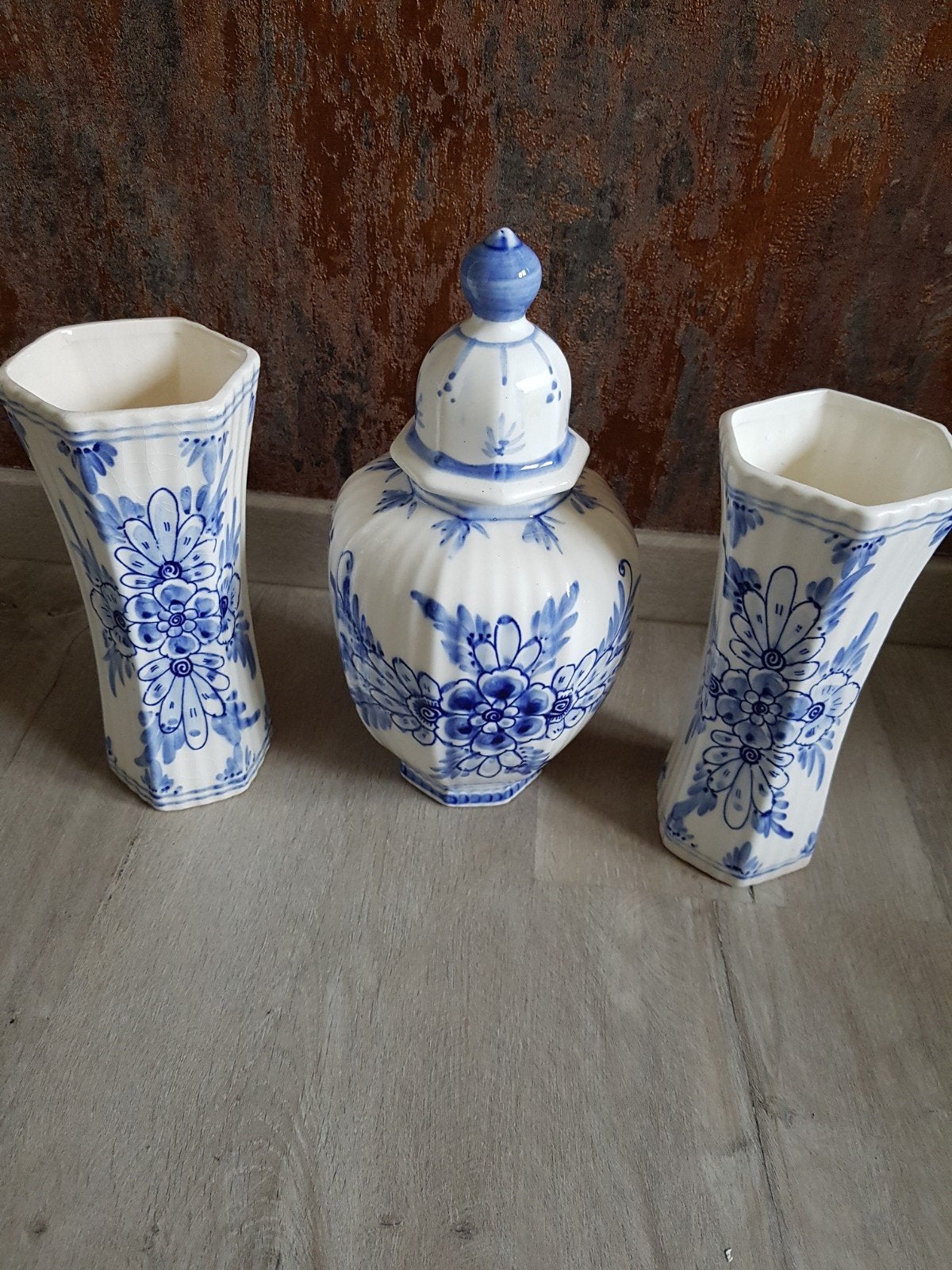 Delfts Blauw vazen set - Handgeschilderd Holland, Antiek en Kunst, Antiek | Vazen, Ophalen of Verzenden