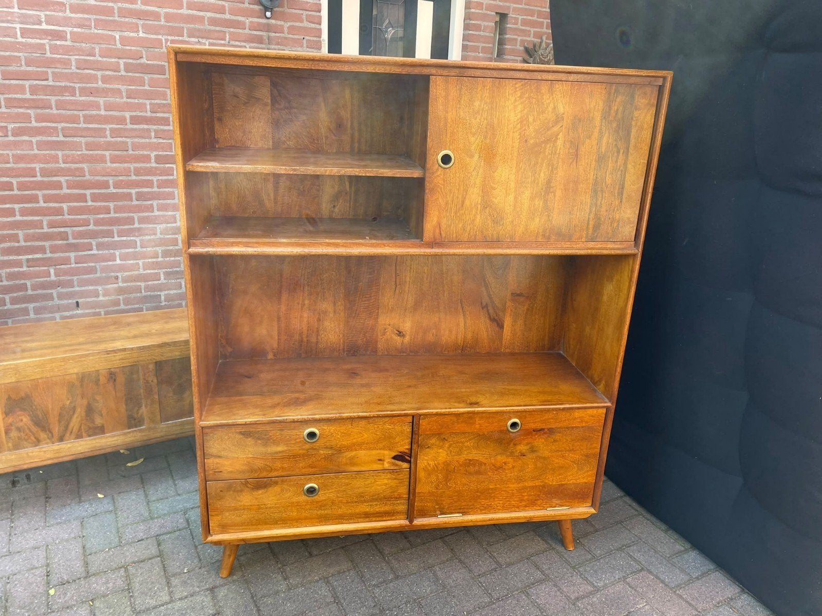 Vintage Teak Houten Boekenkast en TV-meubel Set, Antiek en Kunst, Ophalen