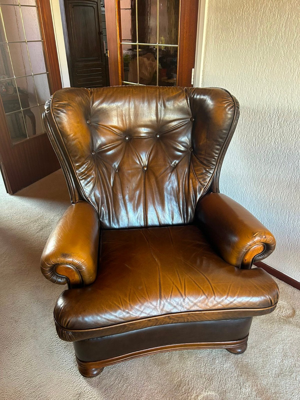 2 Leren Fauteuils - Klassiek Design, Ophalen, Gebruikt, Klassiek, 75 tot 100 cm