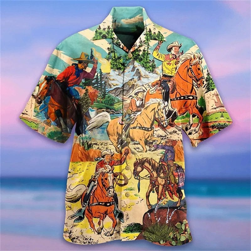 Cowboy overhemd (heren mannen feest shirt hawaii zomer), Verzenden, Nieuw, Overige kleuren, Overige halswijdtes
