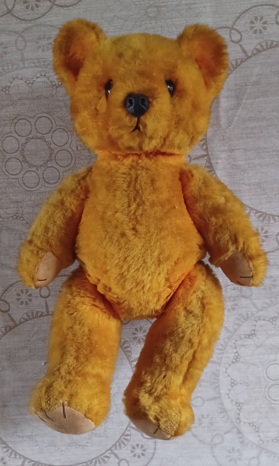 Schattige gele teddybeer uit de jaren '50, Kinderen en Baby's, Speelgoed | Knuffels en Pluche, Gebruikt, Overige merken, Beer