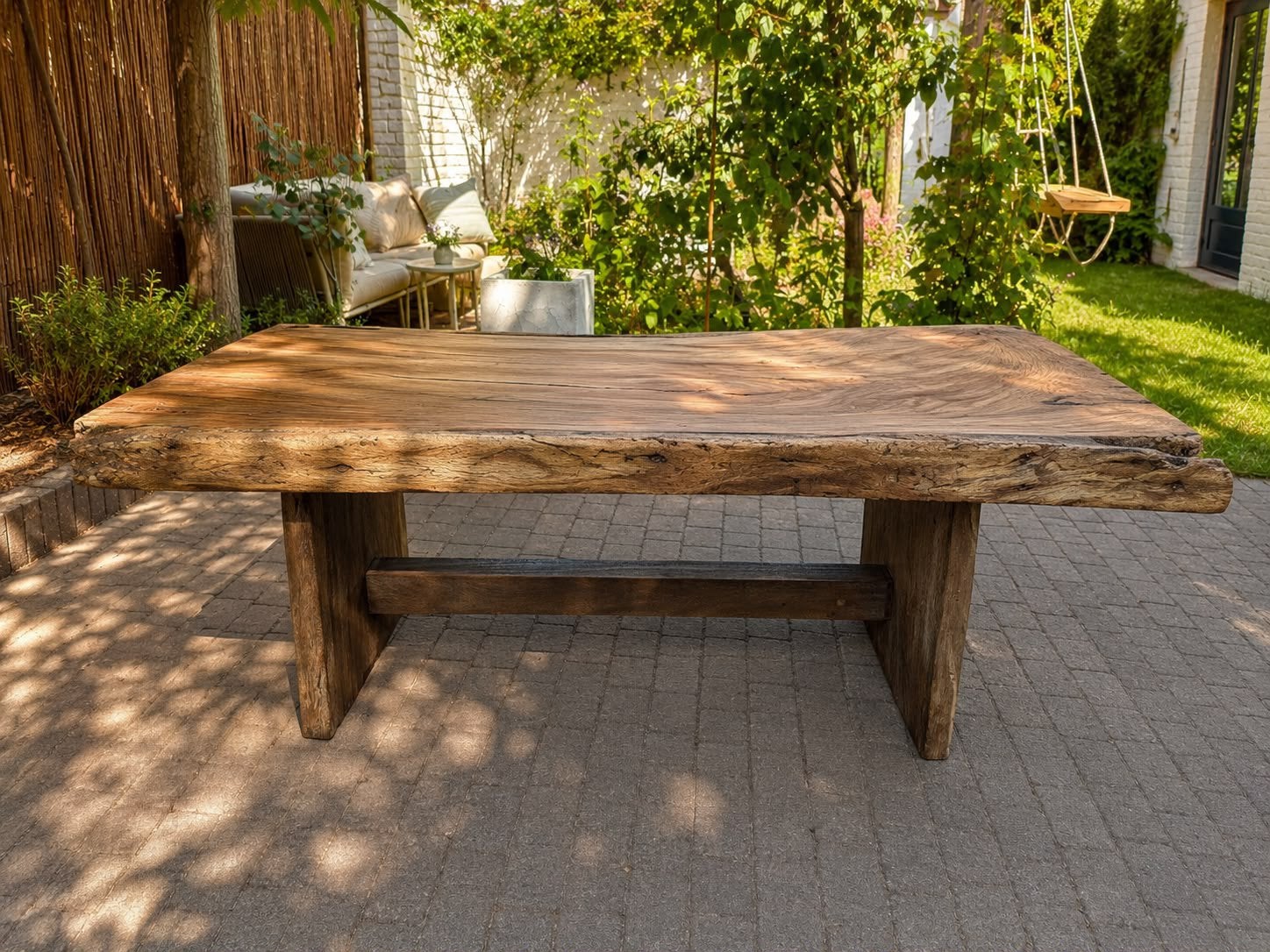 Massief houten boomstam tafel, Ophalen, Zo goed als nieuw