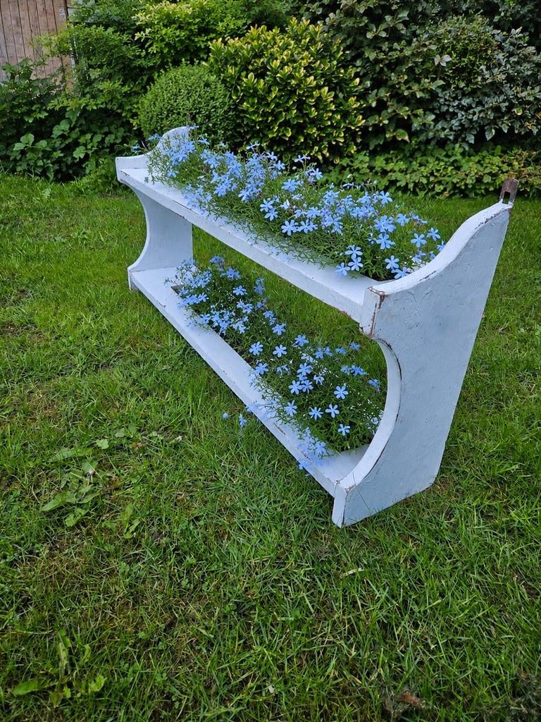 Franse witte brocante wandplank  / regaal  / keukenrek, Ophalen
