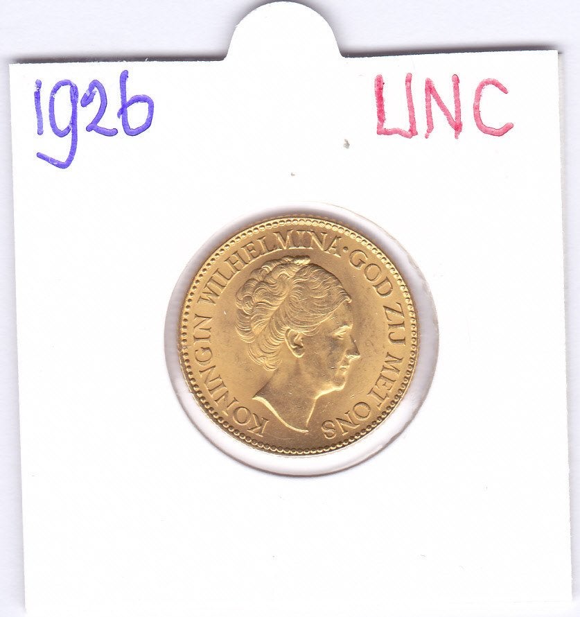 Schitterend gouden tientje 1926 UNC. Precies 100 jaar oud!!!, Postzegels en Munten, Munten | Nederland, Koningin Wilhelmina, Losse munt
