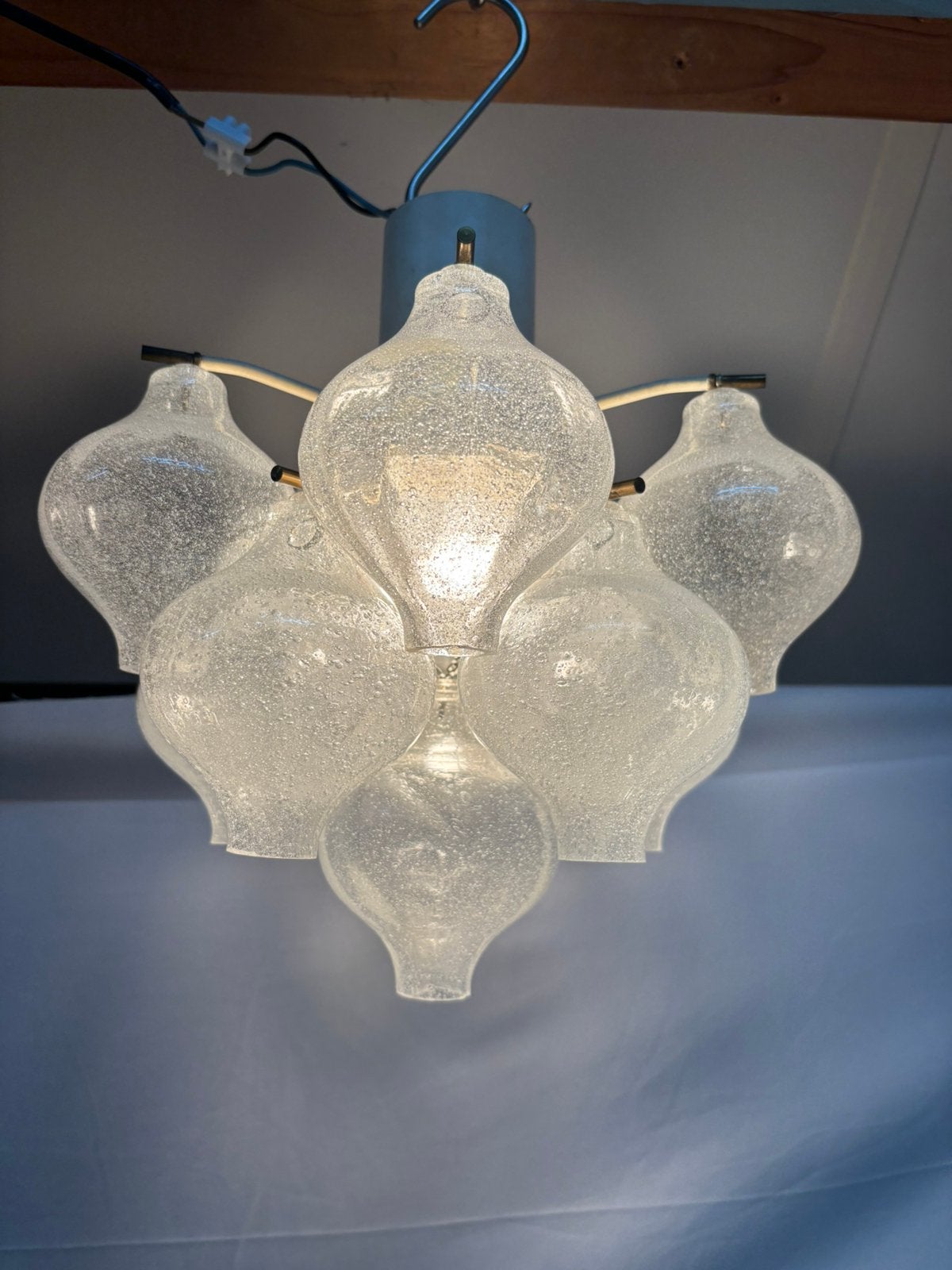 Vintage Kalmar 'Tulipan' plafondlamp J.T. Kalmar jaren 60, Ophalen of Verzenden, Gebruikt, Glas