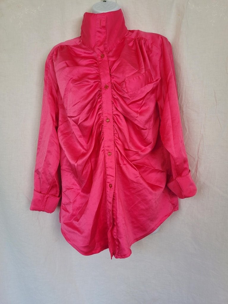 Gave knalroze blouse mt L merk GT Fashion, Carnaval, ., Maat 42/44 (L), Ophalen of Verzenden
