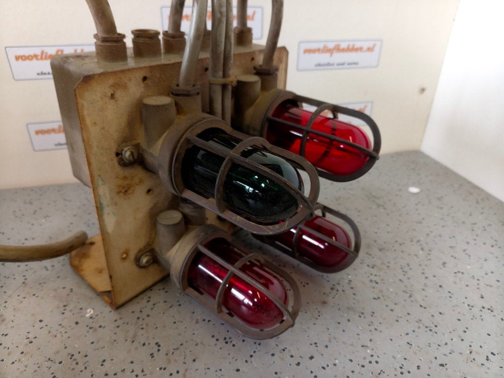 Vintage industriele verlichting met messing armatuur, Ophalen of Verzenden