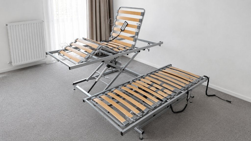 2x Hooglaagbed Van Engelen — Linak motoren, compleet werkend, Ophalen, 90 cm, Eenpersoons, 200 cm