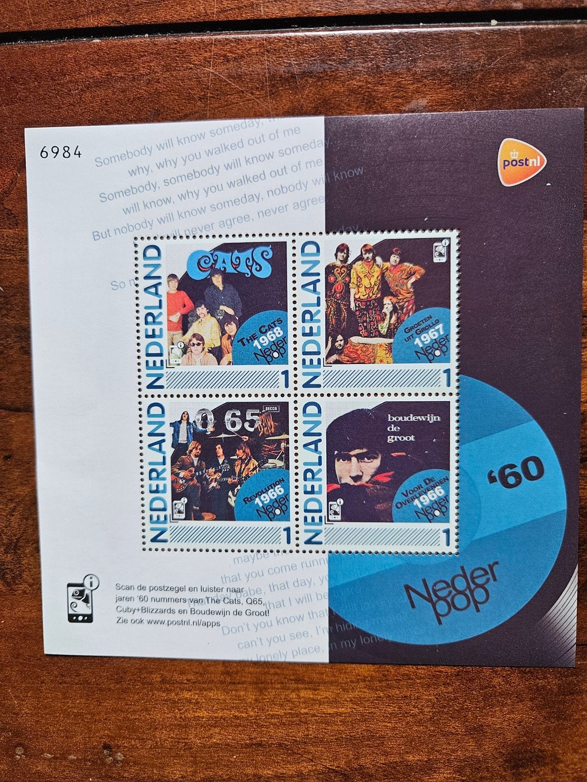 Nederpop Postzegelvel - The Cats, Q65, Cuby+Bl., B. de Groot, Ophalen of Verzenden, Postfris