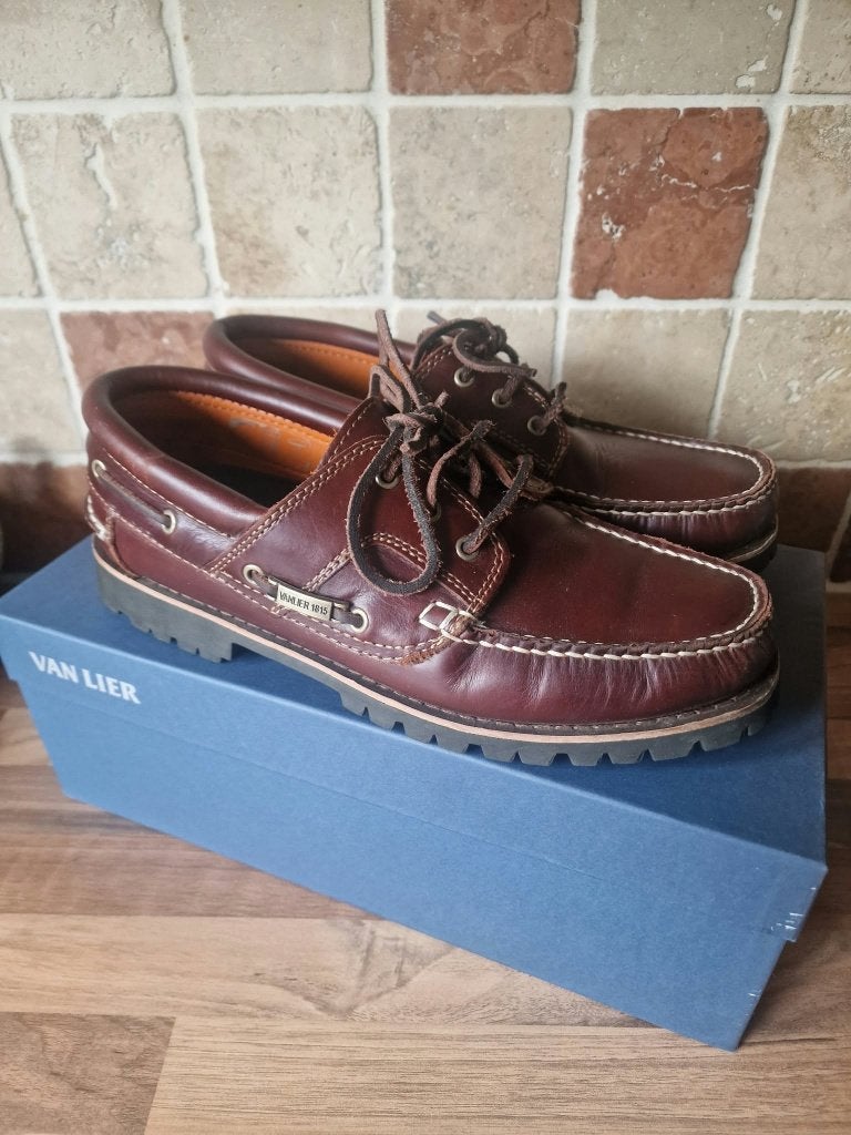 Heren Moccassins maat 43, Bruin, Van Lier, Ophalen of Verzenden, Zo goed als nieuw