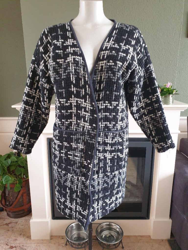 Jacky Luxury lang zwart wit jas vest zomer S 36, Verzenden, Zwart, Maat 36 (S), Jacky Luxury