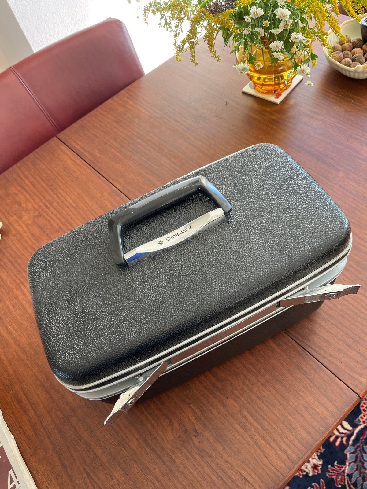 Vintage Samsonite Beautycase Zwart met Sleutels en Spiegel, Gebruikt, Zwart, Ophalen of Verzenden, Met slot