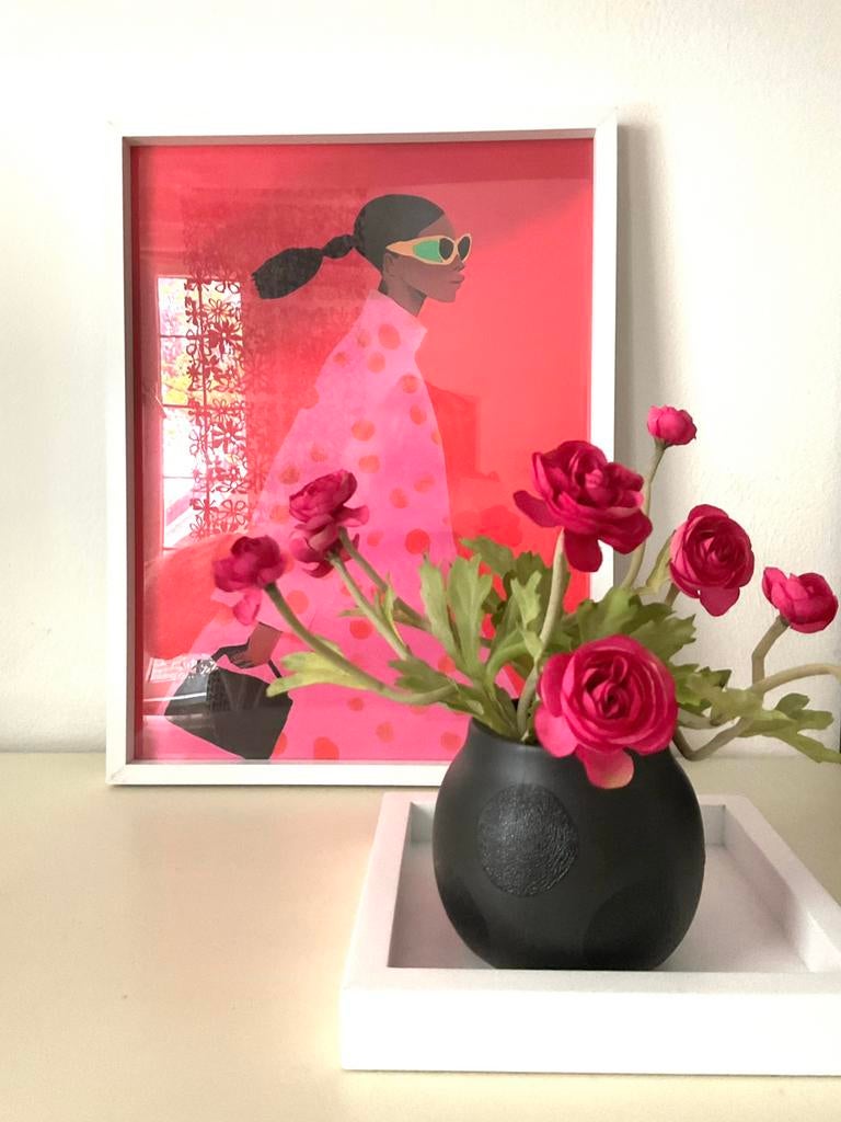 Rader vaas pearl zwart, Antiek en Kunst, Ophalen of Verzenden