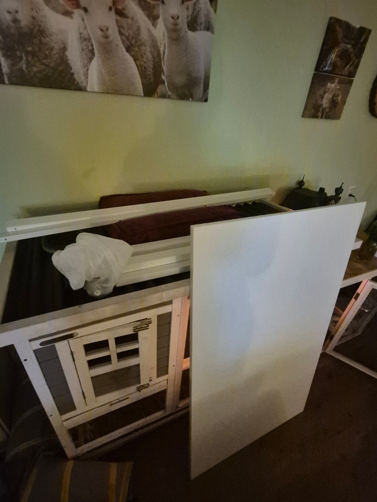 witte eettafel ikea met 4 blauwe stoelen, Ophalen, Gebruikt