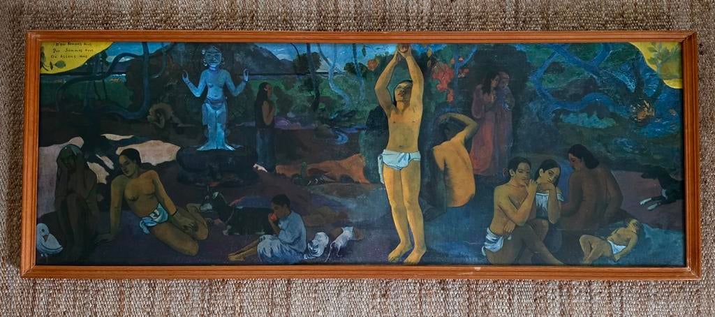 achtige reproductie van Paul Gauguins meesterwerk 'D'où Veno, Antiek en Kunst, Kunst | Schilderijen | Klassiek, Ophalen of Verzenden