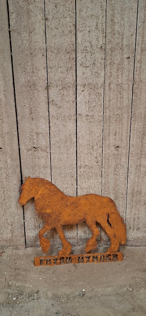 cortenstaal Frysk Hynder paard ( Fries paard), Huis en Inrichting, Ophalen, 36 cm, Overige typen, Nieuw