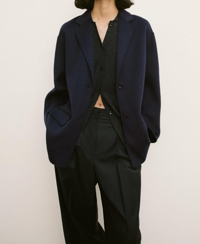 Zara oversize wollen blazer mantel marineblauw maat M-L, Maat 38/40 (M), Blauw, Zara, Nieuw