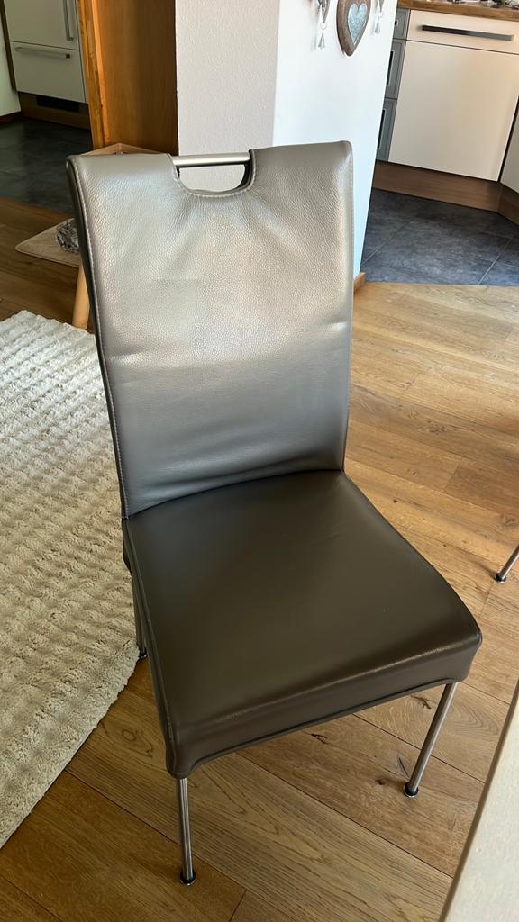 HVS leren grijze stoelen, Ophalen, Gebruikt, Leer, Vijf, Zes of meer stoelen