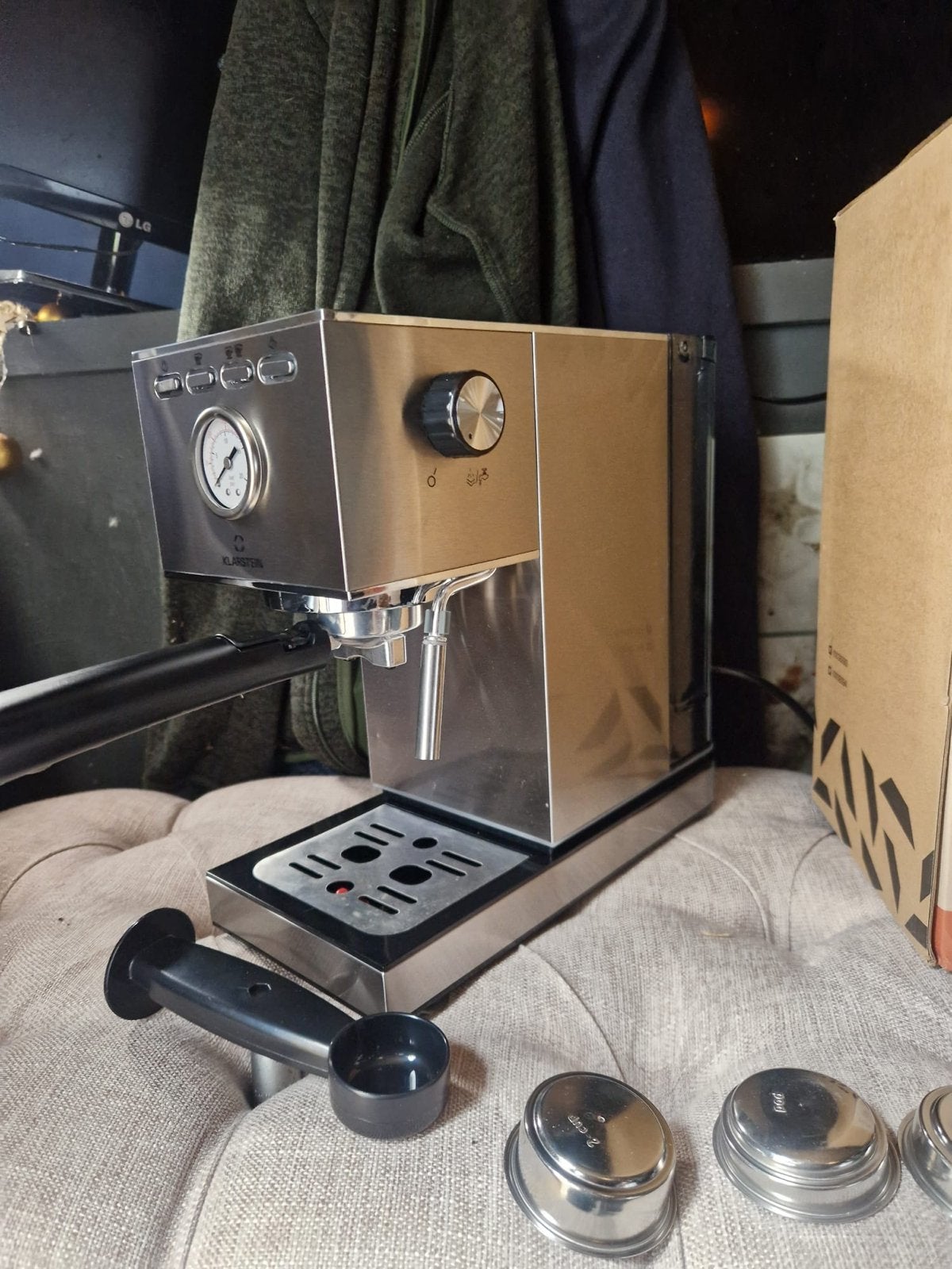 Klarstein Pausa Espressomachine -nieuw, Afneembaar waterreservoir, Espresso apparaat, Nieuw, Gemalen koffie