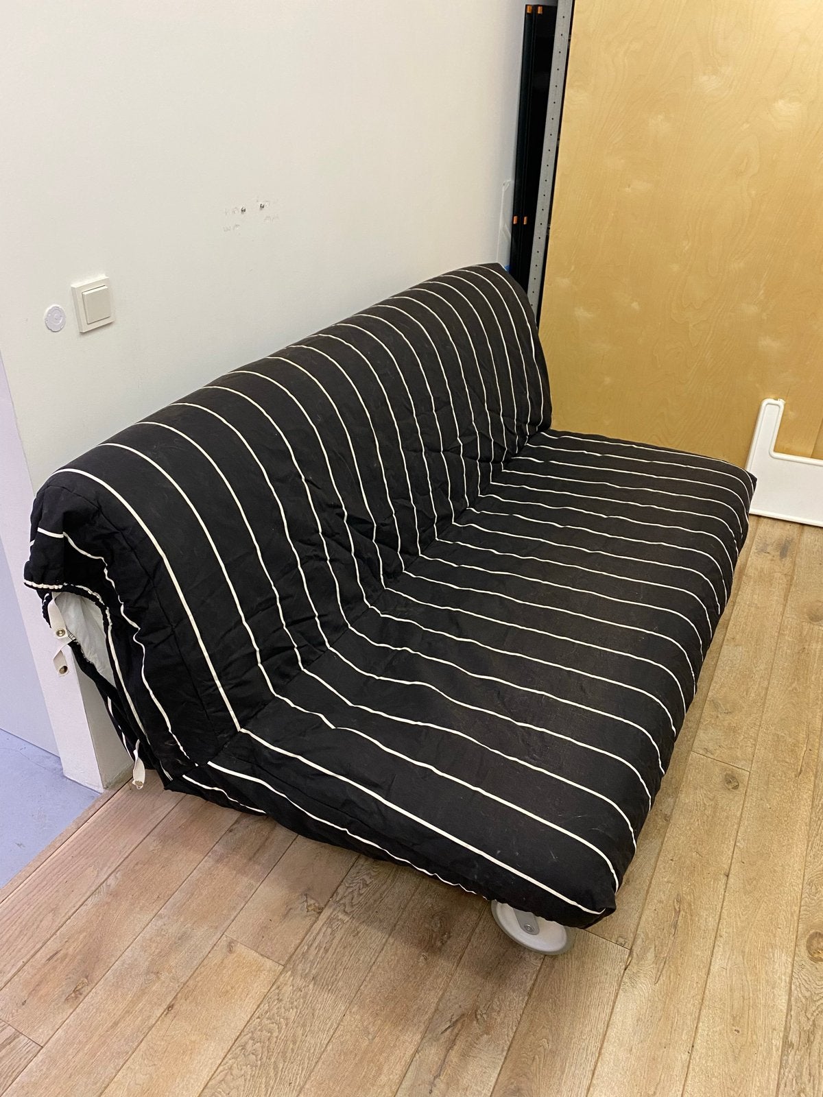Hoes voor Ikea PS slaapbank - zwart met witte strepen, Wit, Tweepersoons, Zo goed als nieuw, 200 cm