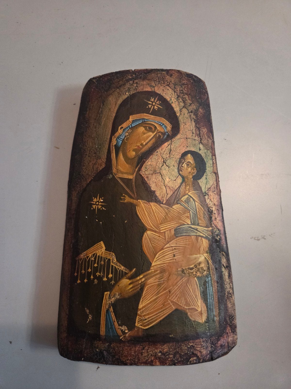 Antieke Russische Icoon Moeder Gods 25 euro, Ophalen of Verzenden