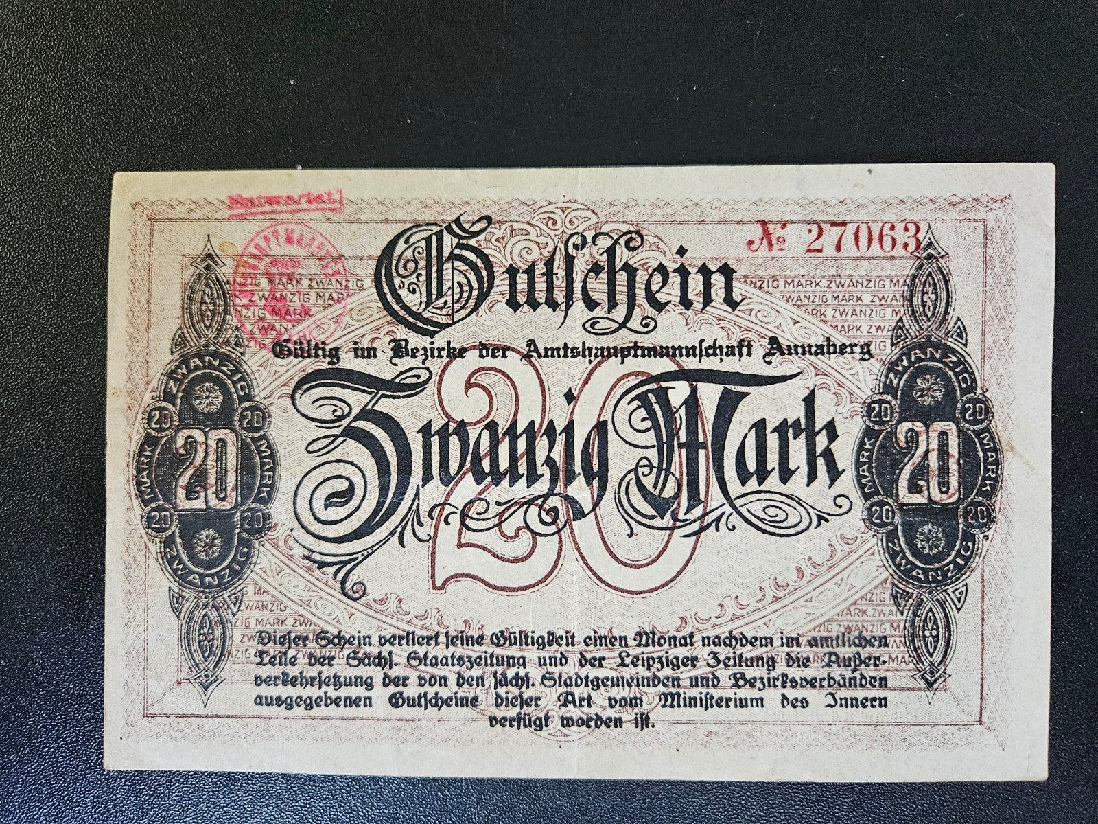 Duitsland Annaberg Sachsen 1918 entwertet, Postzegels en Munten, Bankbiljetten | Europa | Niet-Eurobiljetten, Ophalen of Verzenden