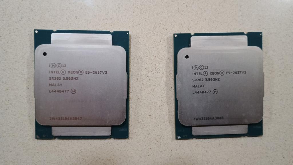 Intel Xeon E5-2637V3 (2x), Computers en Software, Processors, Gebruikt, 4-core, Intel Xeon, Ophalen of Verzenden