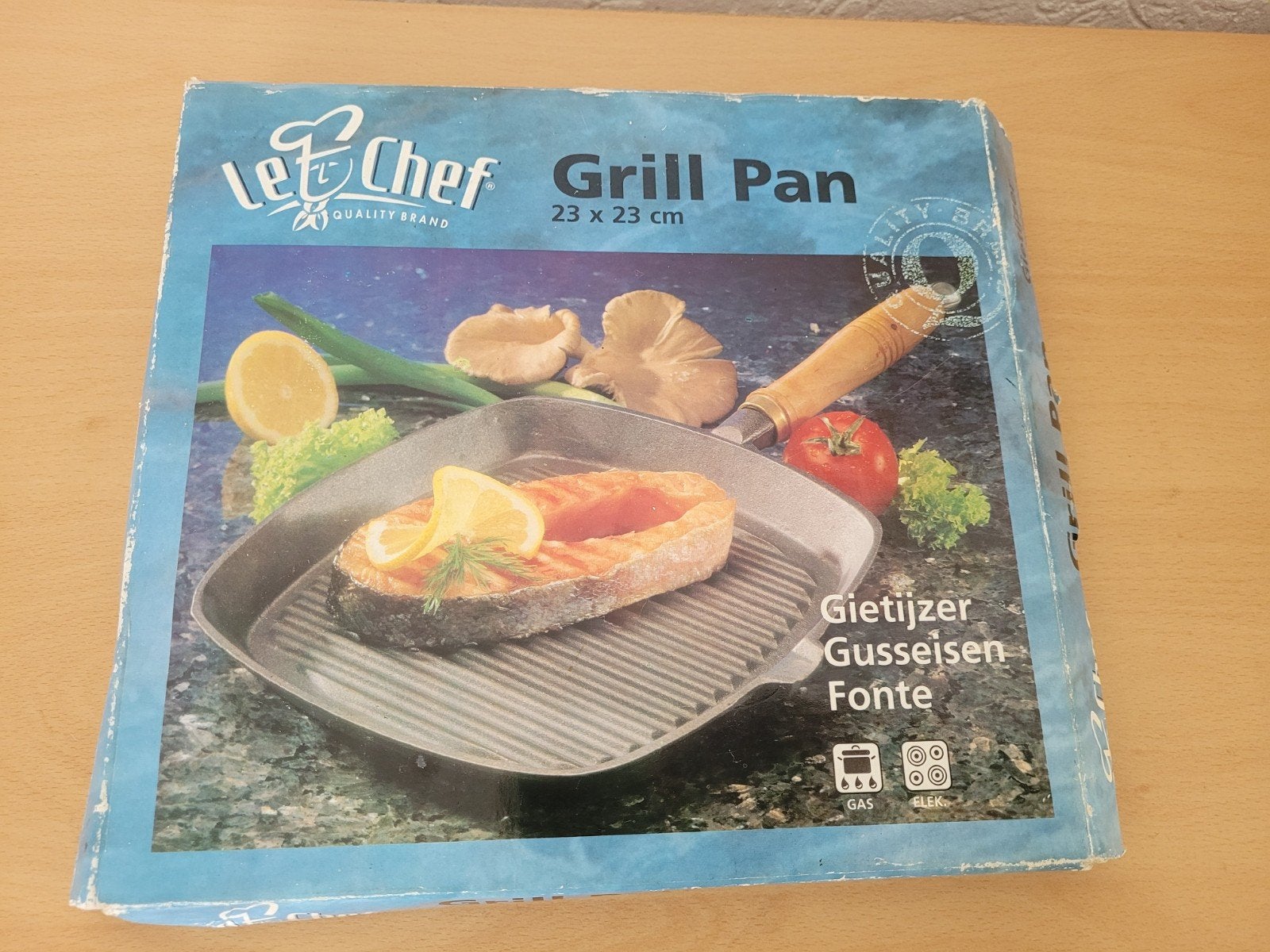 Le Chef gietijzeren grillpan 23x23 cm met afneembaar handvat, Overige typen, Nieuw, Ophalen of Verzenden, Zwart