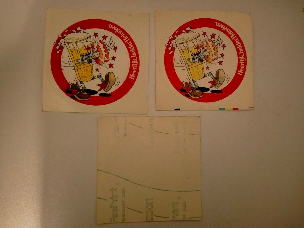 Bierglas strip sticker Heerlijk Heineken bier glas muziek, Ophalen of Verzenden, Gebruikt, Overige typen
