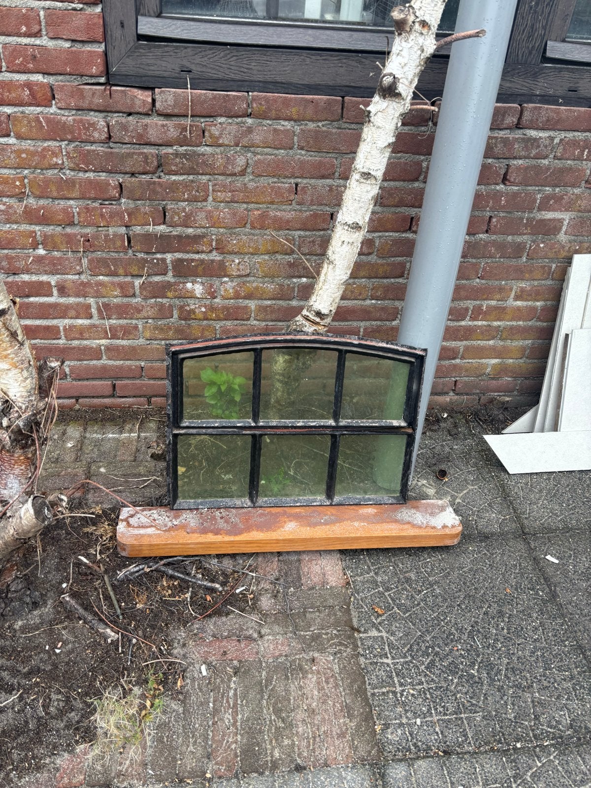 Authentiek gietijzeren stalraam, Ophalen, Gevelraam of Ruit, Gebruikt, Minder dan 80 cm