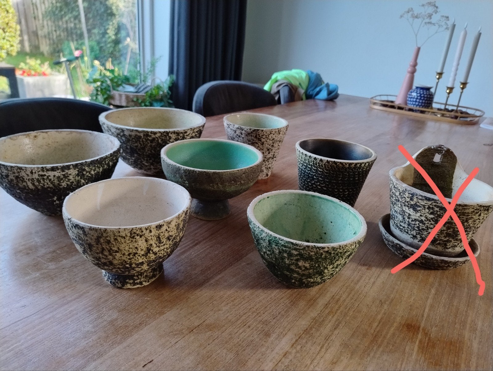 vintage berkenbast chamotte  schalen en potten, Rond, Binnen, Ophalen of Verzenden, Zo goed als nieuw