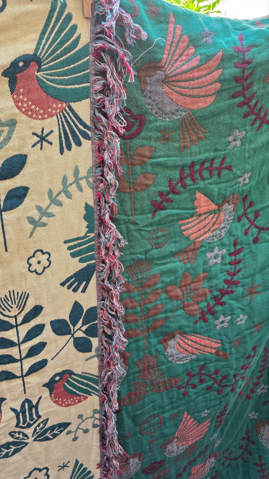 Dubbelzijdig Katoen plaid, Franjes,Scavische Stijl,groen, Ophalen of Verzenden, Nieuw