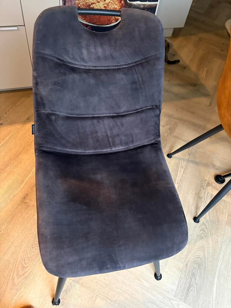 5 eetkamerstoelen velvet MX SOFA, Ophalen, Zo goed als nieuw, Modern, 4 tot 6 stoelen