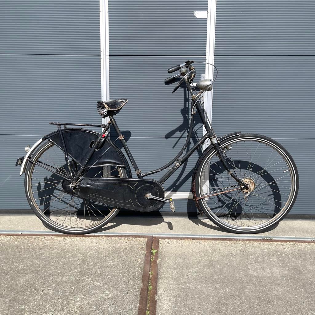 Antieke oidtimer Gazelle zwart damesfiets met 3versnellingen, Fietsen en Brommers, Ophalen, Gebruikt, Velgrem, Versnellingen