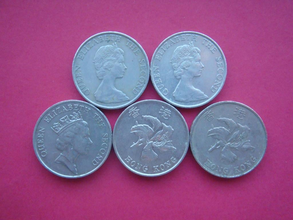 Hongkong setje munten 5 Dollar 1980 / 1997., Verzenden, Zuid-Azië, Setje