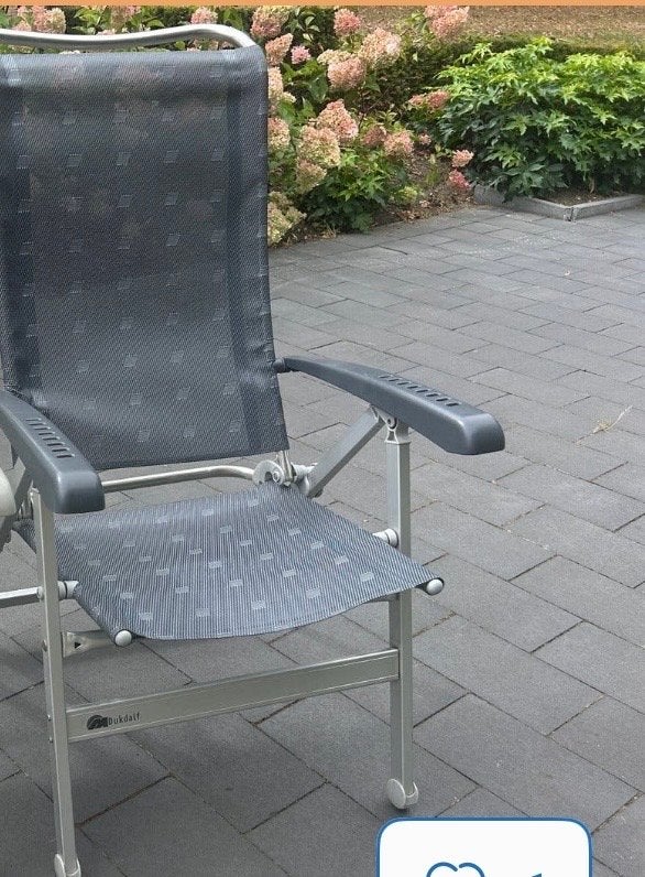 2x Dukdalf campingstoel met 2x voetenbank, Ophalen, Gebruikt, Metaal, Inklapbaar
