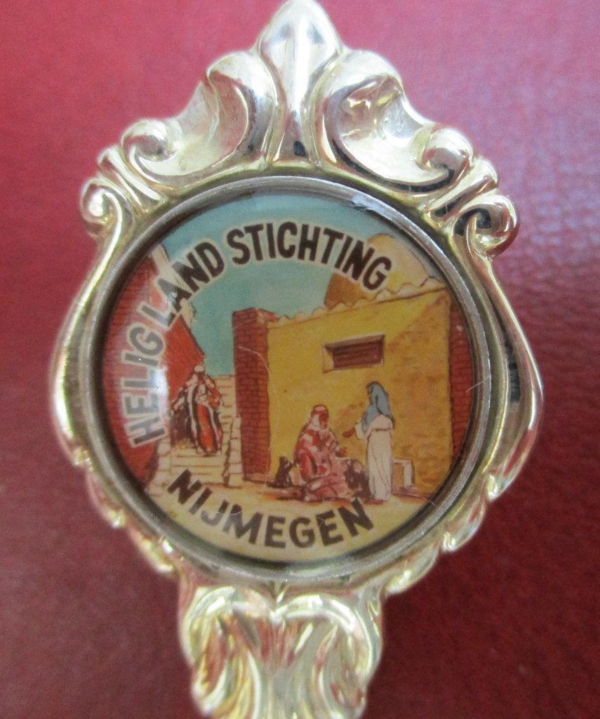 Theelepel Nijmegen Heilig land stichting verzilverd MOOI!, Verzilverd, Ophalen of Verzenden, Zo goed als nieuw, Metaal