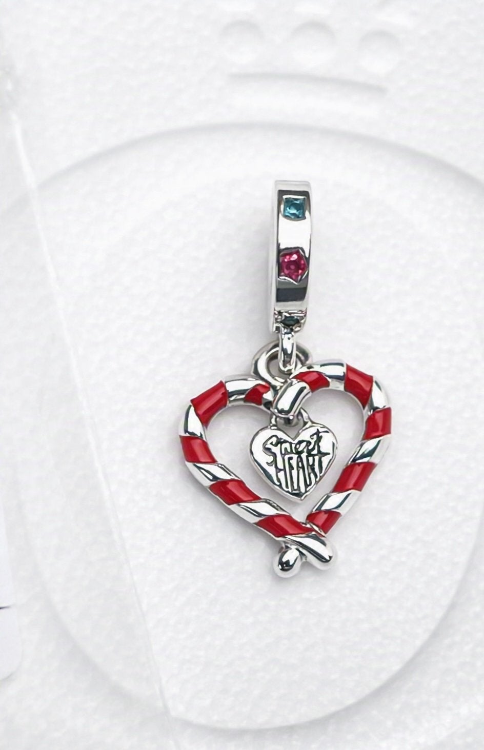 NIEUW Pandora Kerst bedeltje zuurstokjes hart met zirconia, Ophalen, Nieuw, Zilver, Pandora
